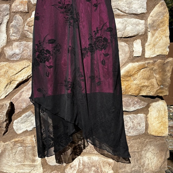 Vintage Byer Too Midi Dress Sz M Sheer Mesh Floral Asymmetrical Fairy 90s - Picture 7 of 10